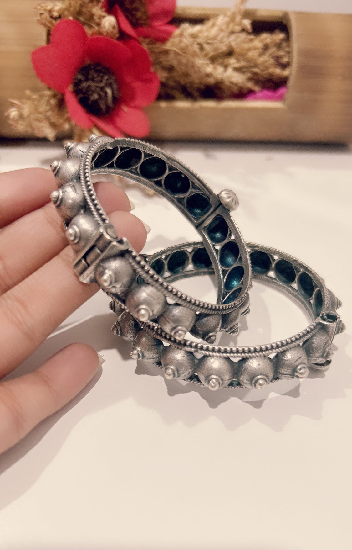 Vintage Tribal Oxidized Silver Bangles – Statement Boho Style@Auxerra