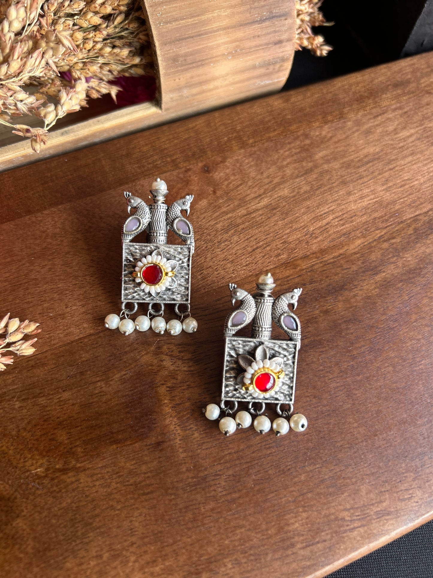 Vintage Oxidized Tribal Pendant Necklace Set@Auxerra