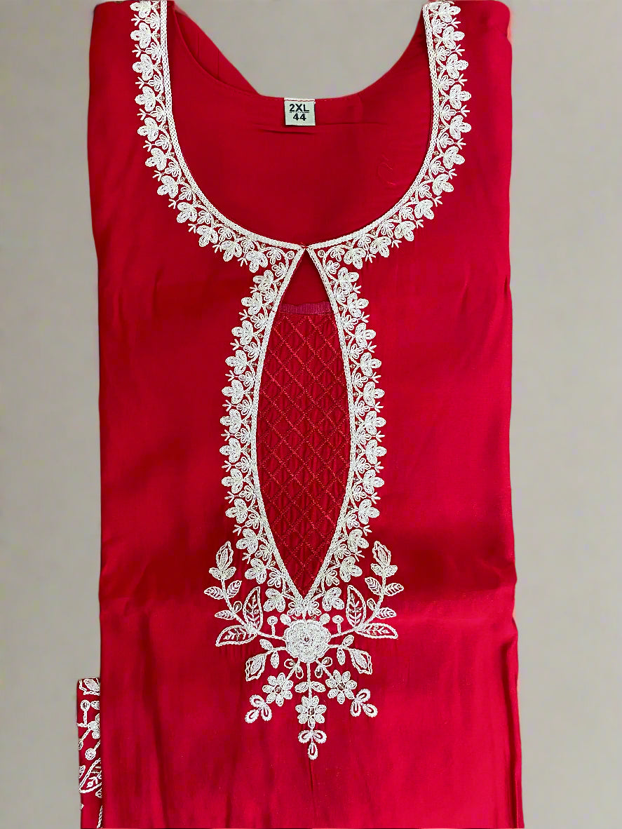 Traditional Red Embroidered Salwar Kameez Set@Auxerra
