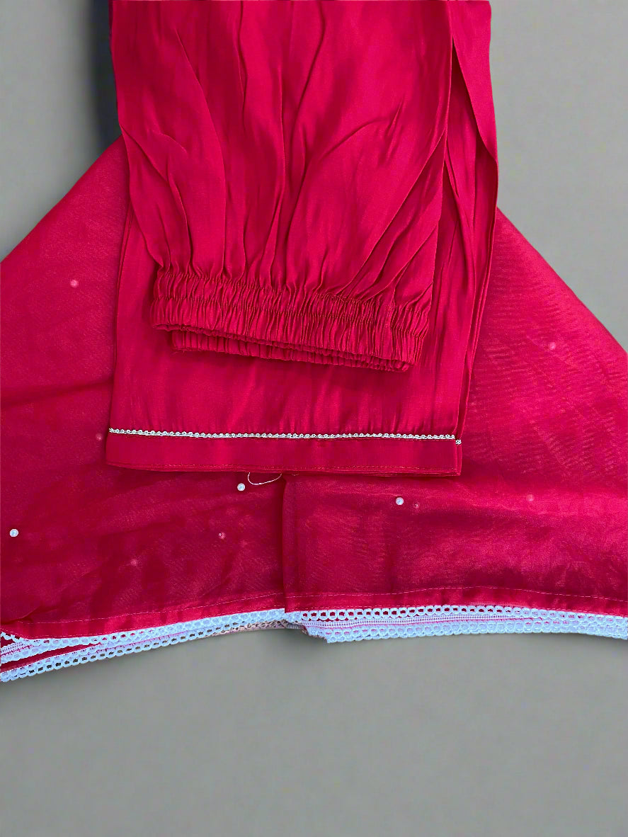 Traditional Red Embroidered Salwar Kameez Set@Auxerra