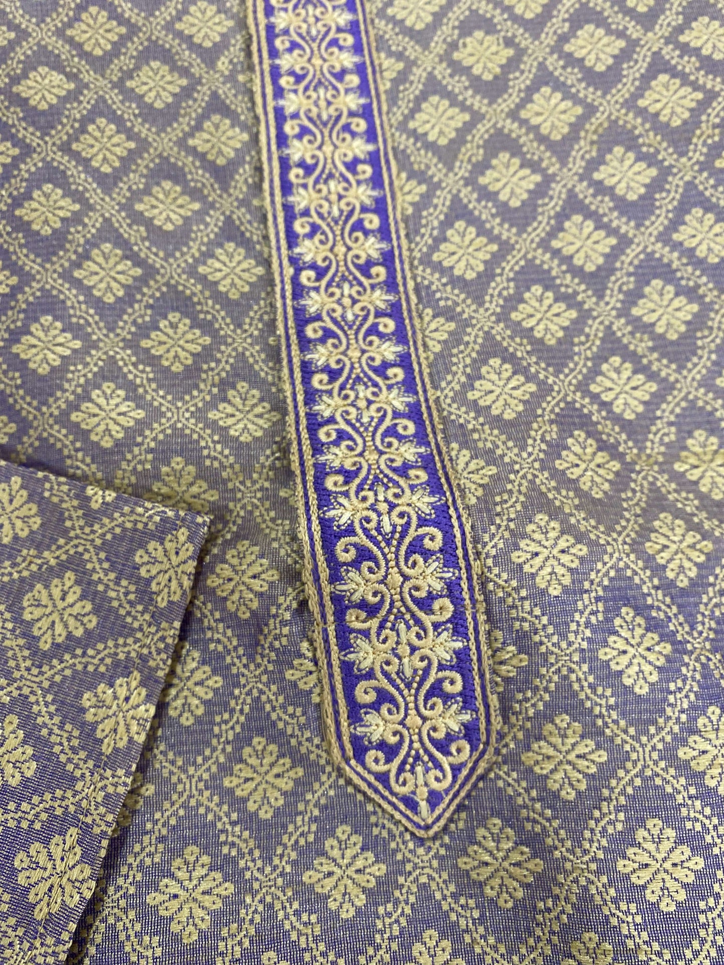 Exclusive Royal Blue and Gold Embroidered Panjabi@Auxerra