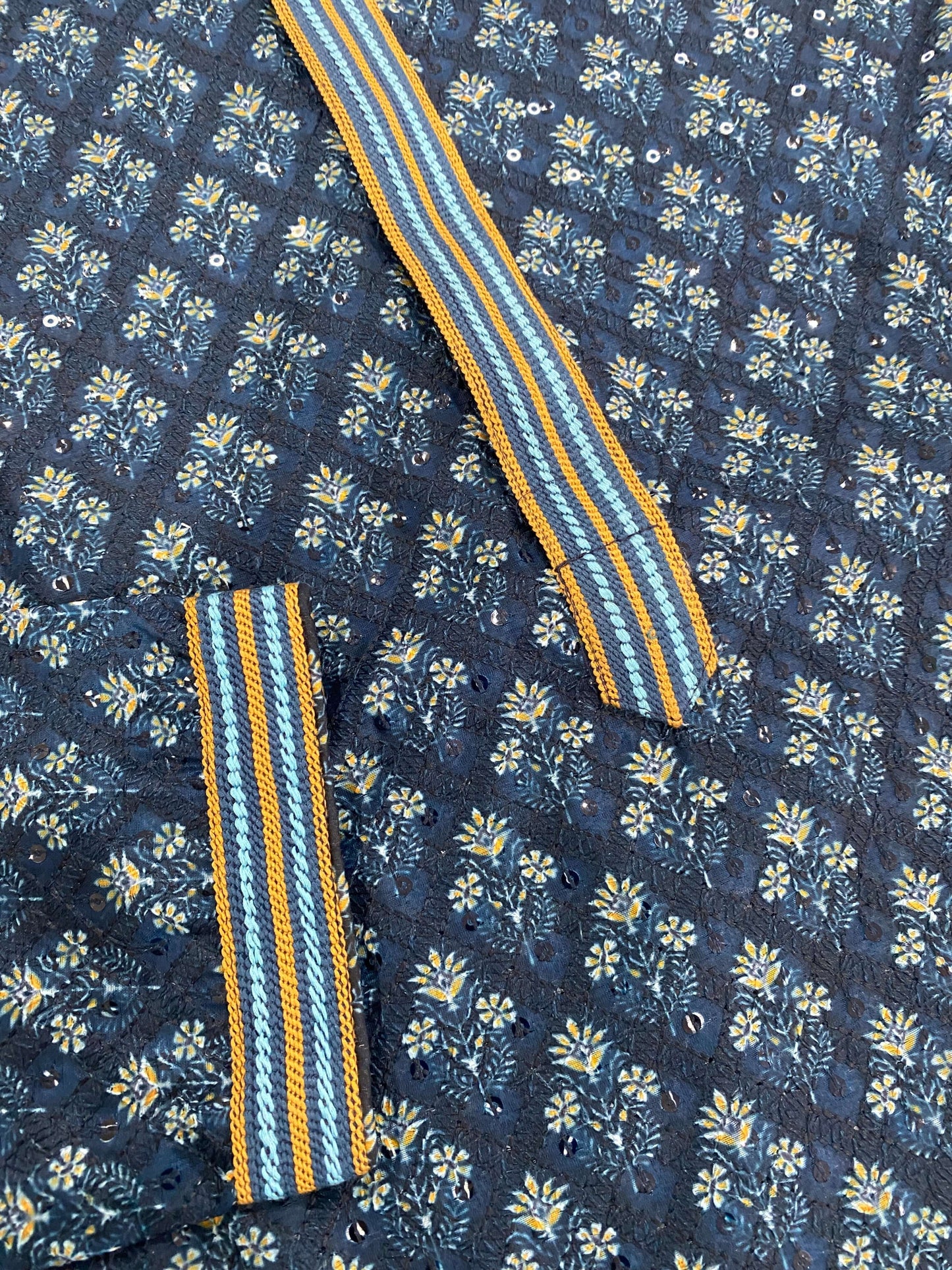 Elegant Navy Blue Embroidered Panjabi@Auxerra