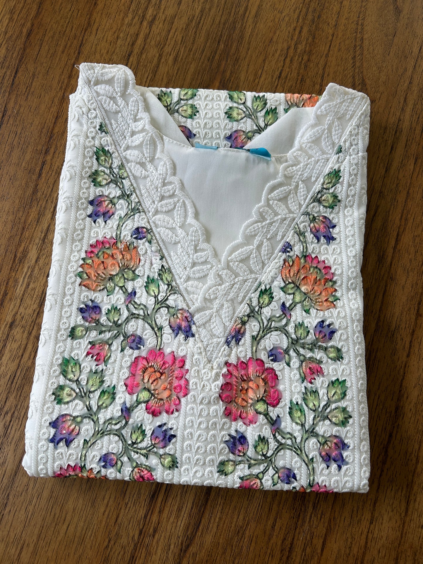 White Embroidered Salwar Kameez with Dupatta@Auxerra