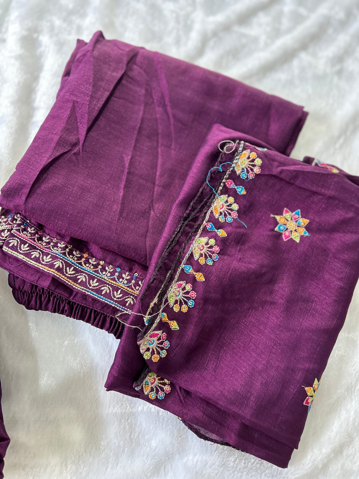 Majestic Purple Multicolor Embroidered Salwar Kameez with Dupatta@Auxerra
