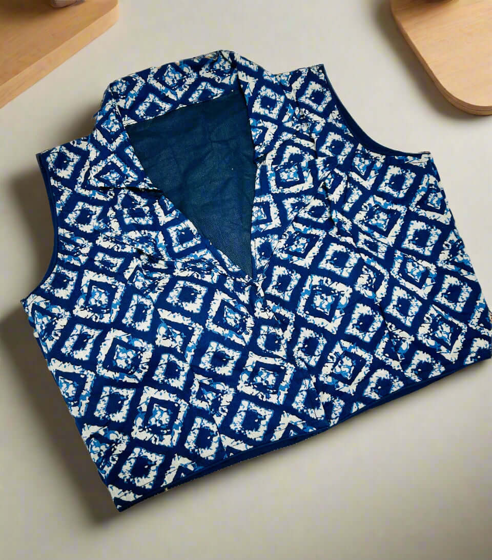 Handcrafted blue Cotton Blouse@Auxerra