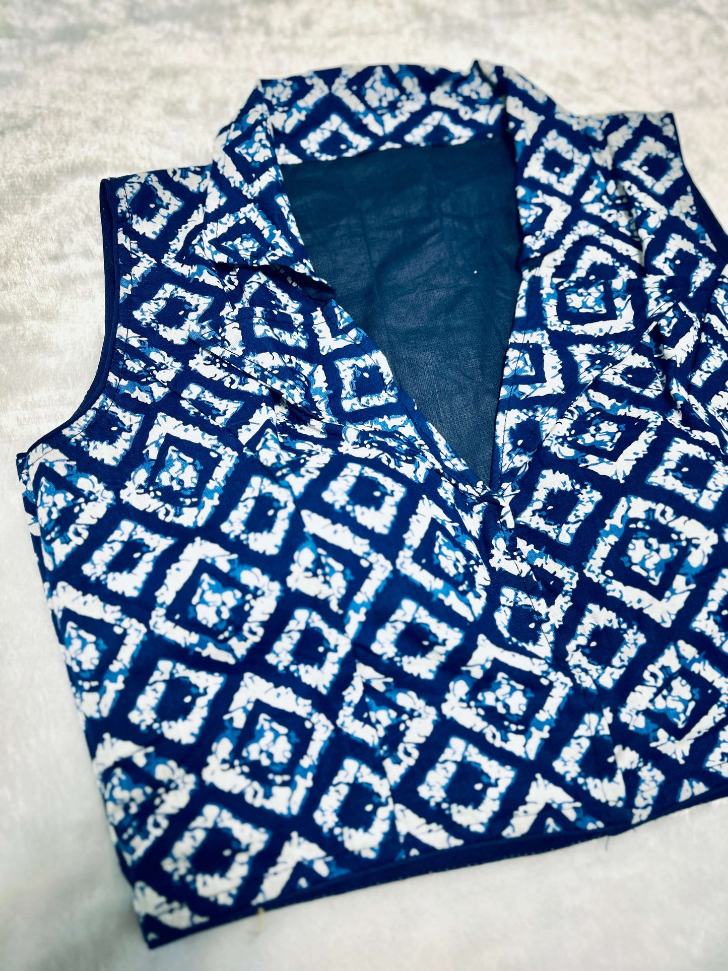Handcrafted blue Cotton Blouse@Auxerra