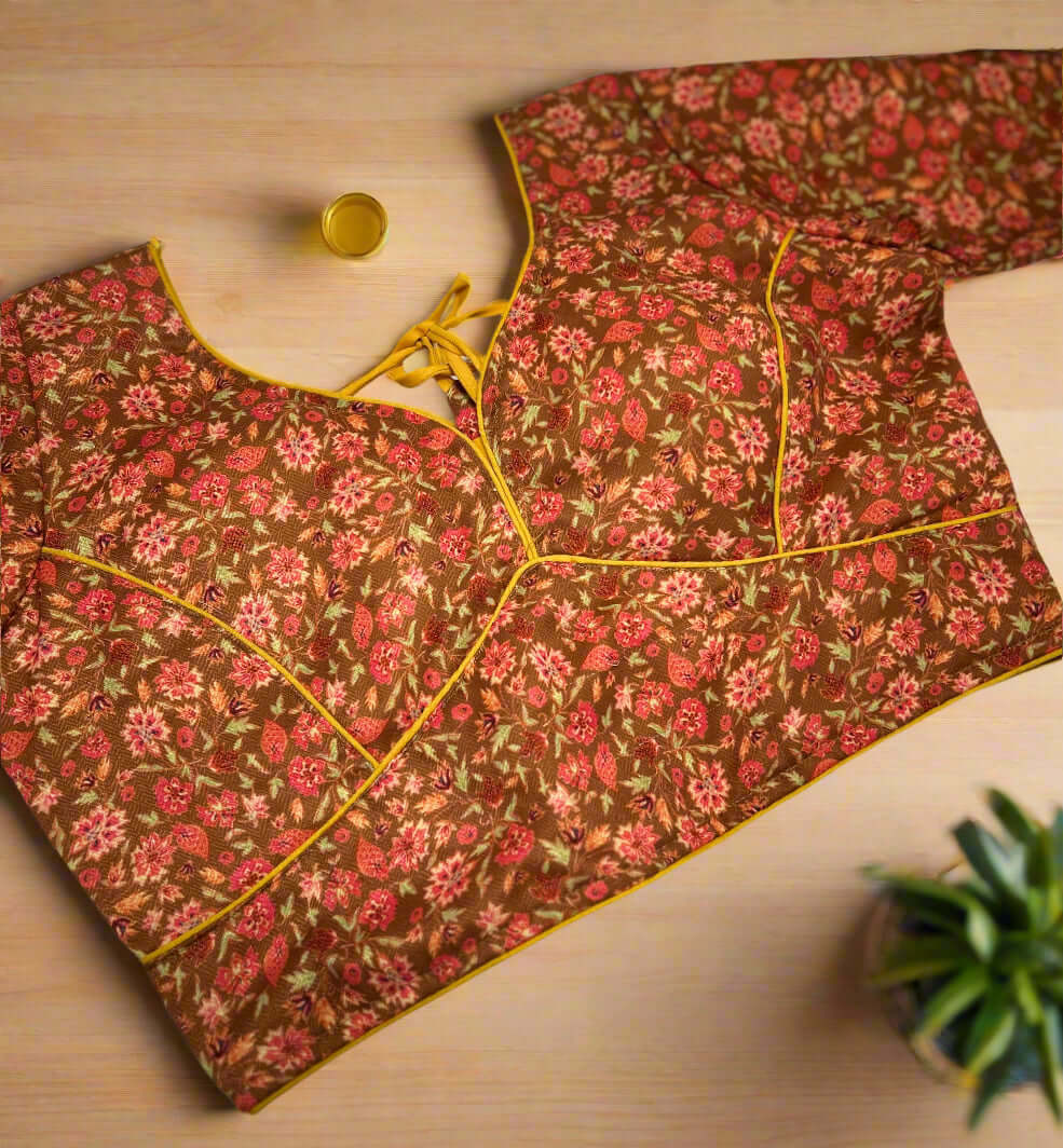 Handcrafted Floral Cotton Blouse@Auxerra