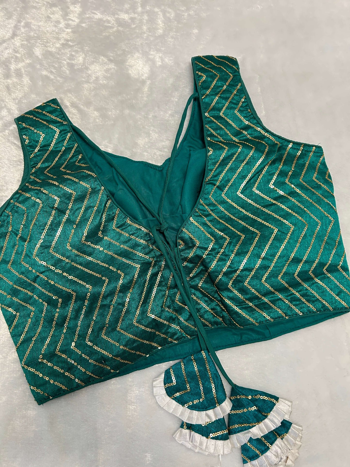 Emerald Green Sequin Blouse@Auxerra