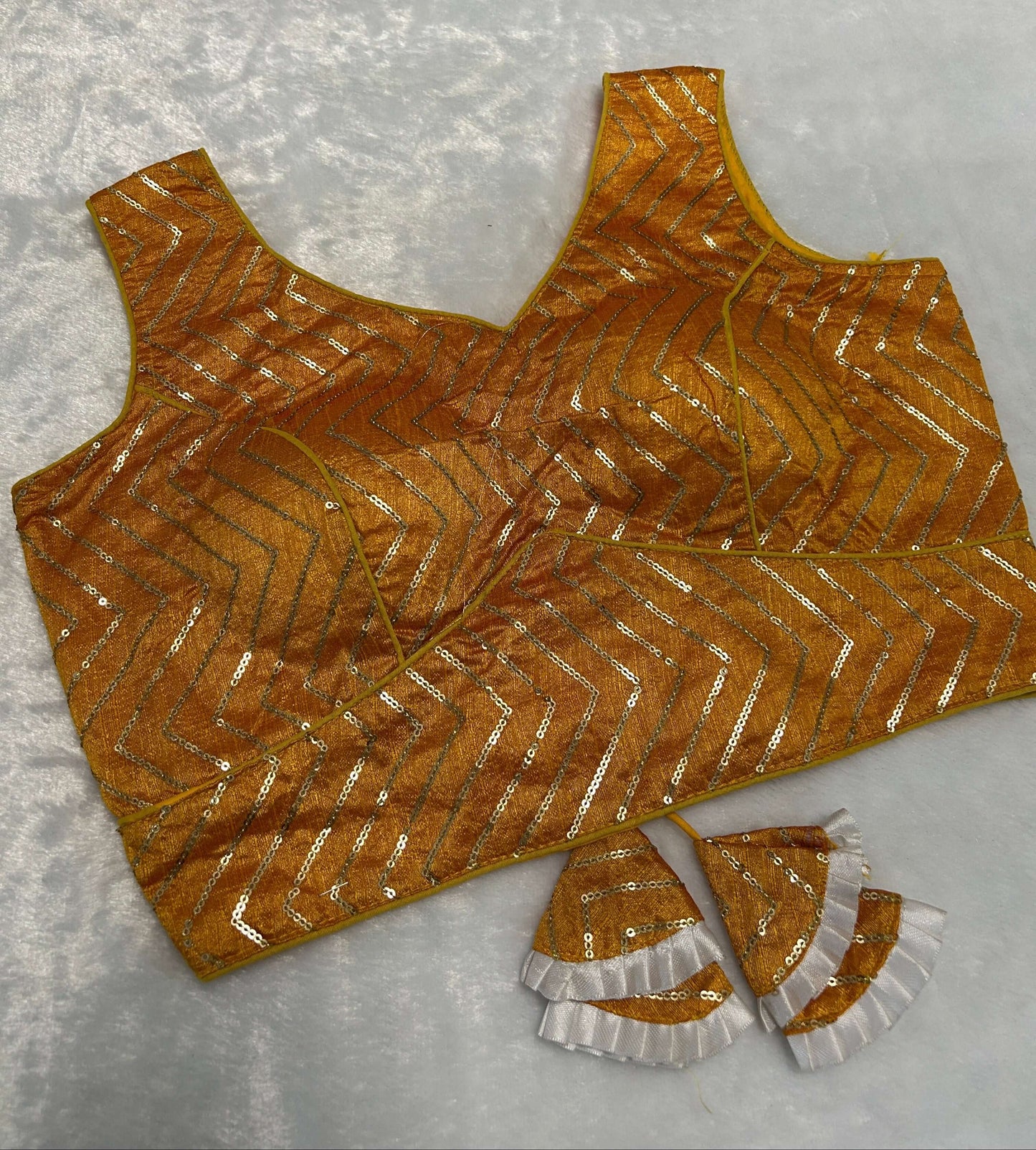 Golden Mustard Sequin Blouse@Auxerra