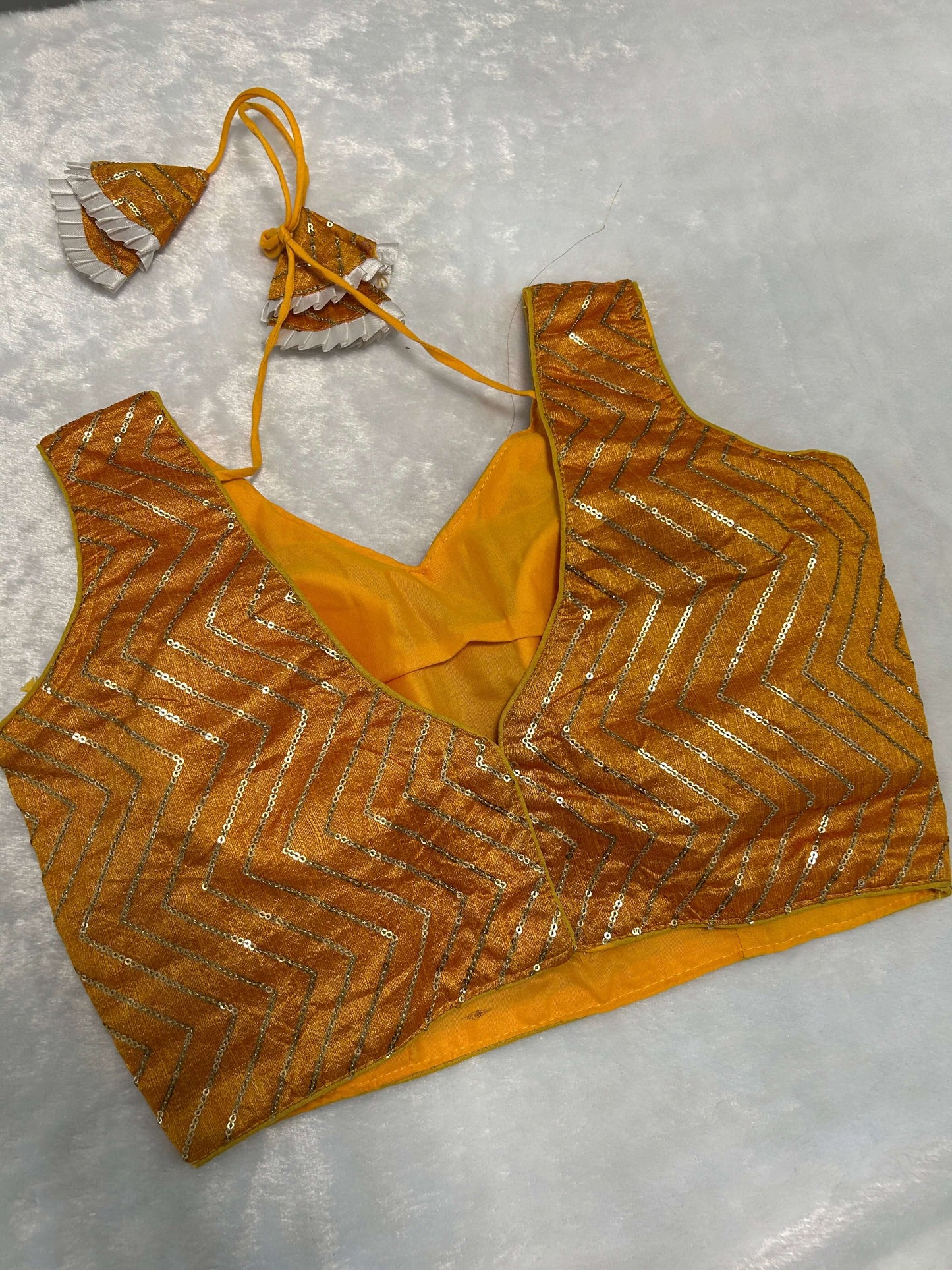 Golden Mustard Sequin Blouse@Auxerra