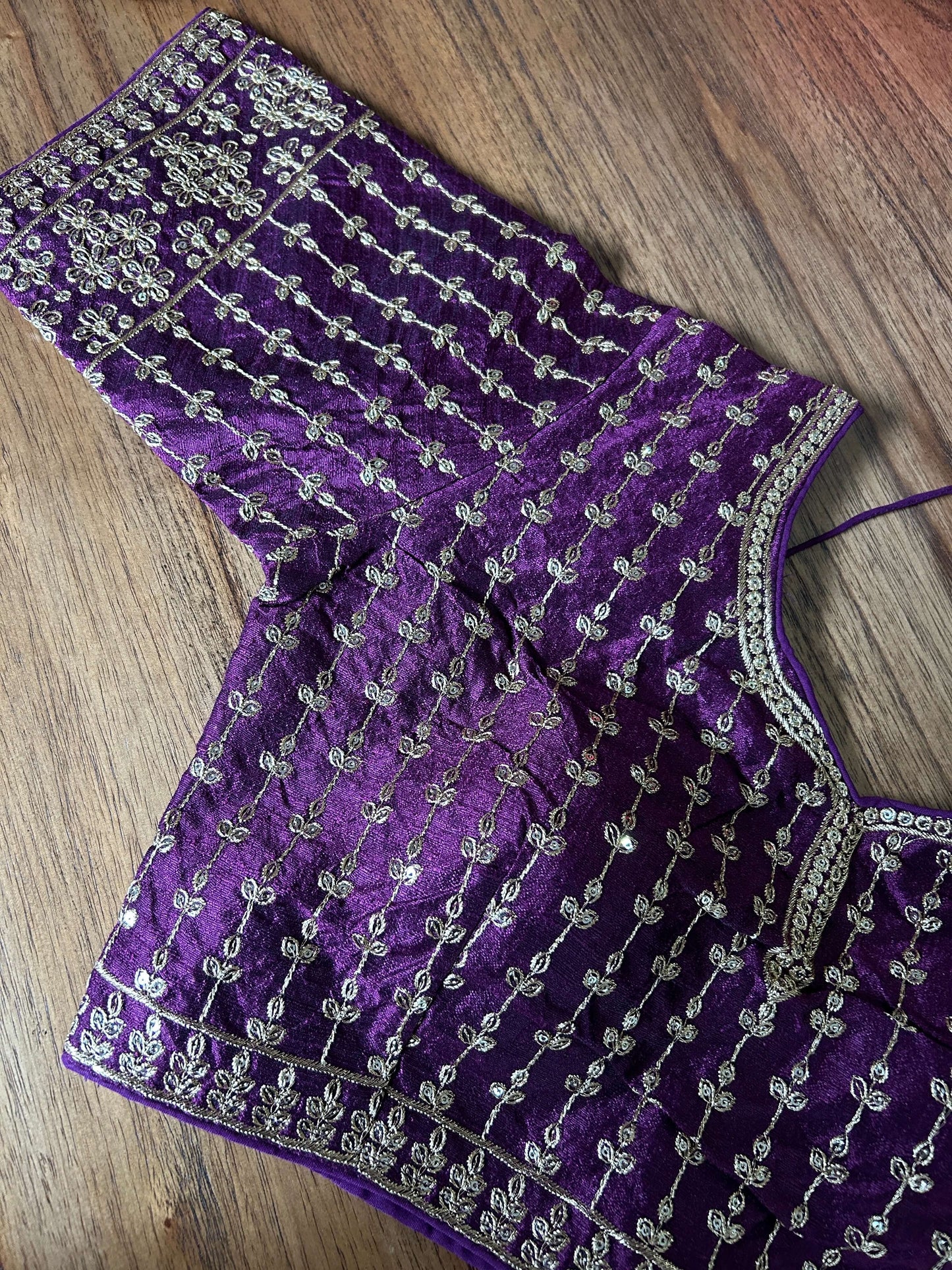Deep Purple/Maroon Embroidered Blouse@Auxerra