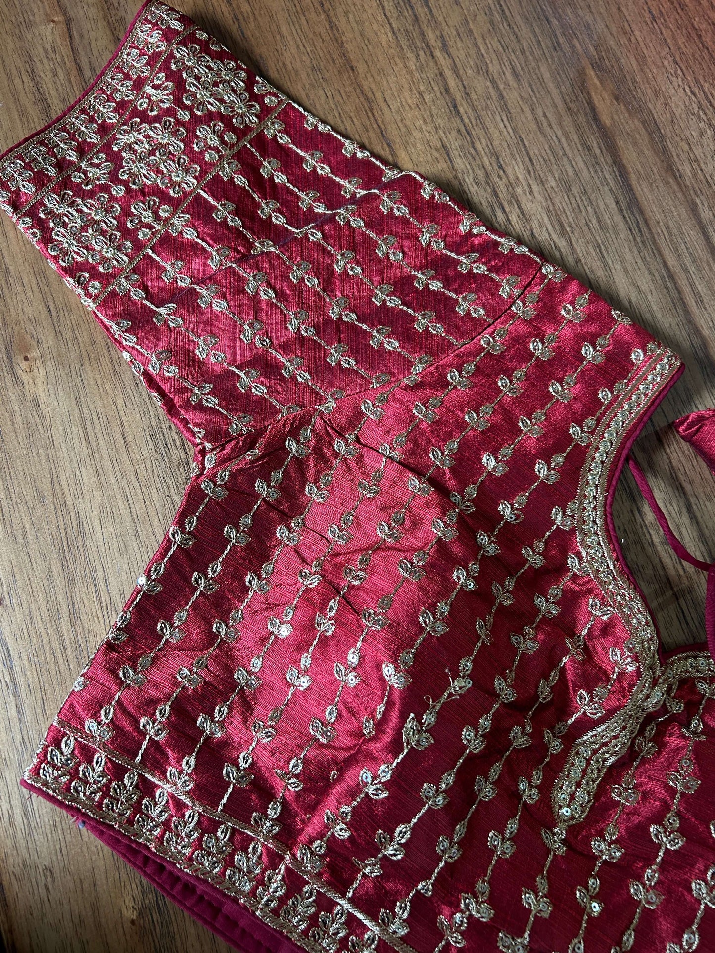 Deep Purple/Maroon Embroidered Blouse@Auxerra