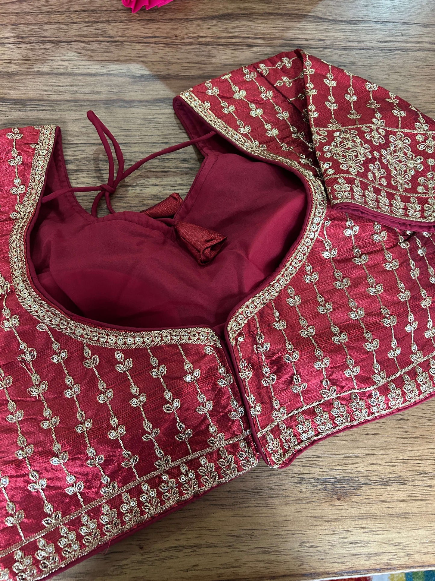Deep Purple/Maroon Embroidered Blouse@Auxerra