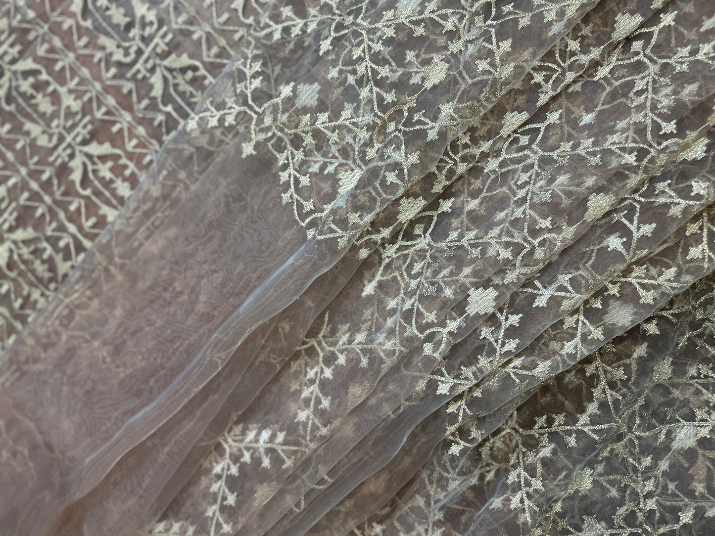 Elegant Blush Pink Organza Saree@Auxerra