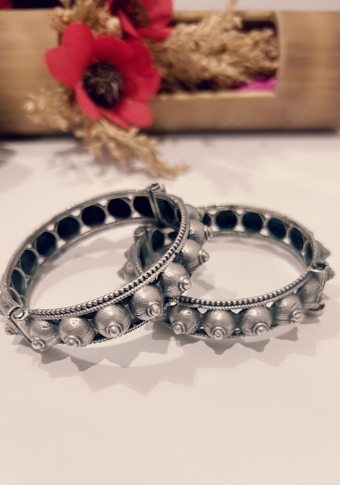 Vintage Tribal Oxidized Silver Bangles – Statement Boho Style