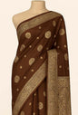 Brown & Gold Banarasi Silk Saree with Blouse Piece | Auxerra | Auxerra Fashion