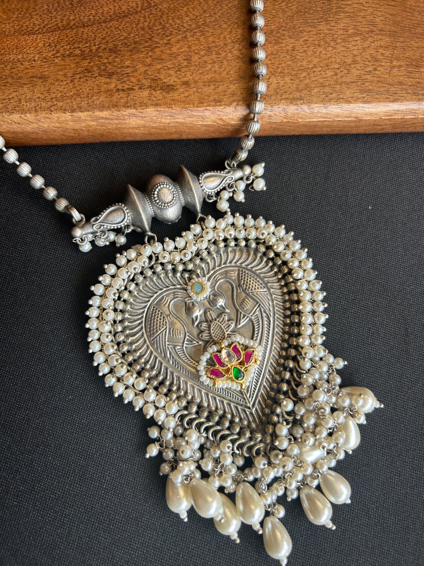 Royal Peacock Heart Pendant Necklace Set