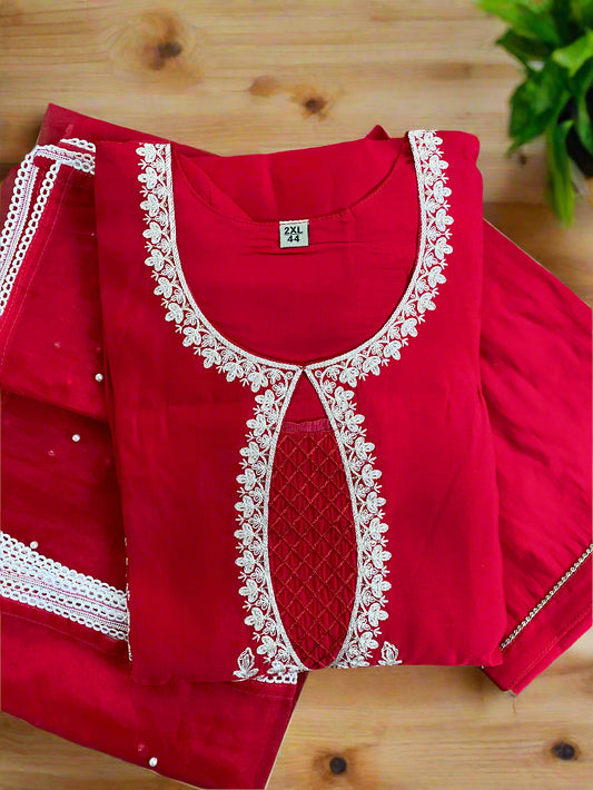 Traditional Red Embroidered Salwar Kameez Set