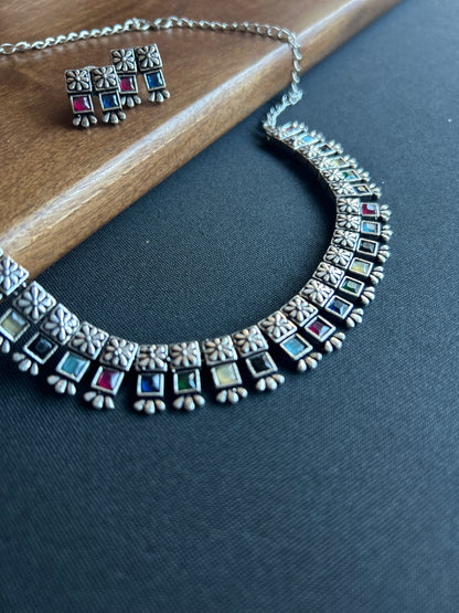 Vintage Silver-Toned Choker Necklace Set