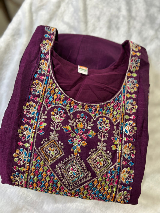 Majestic Purple Multicolor Embroidered Salwar Kameez with Dupatta