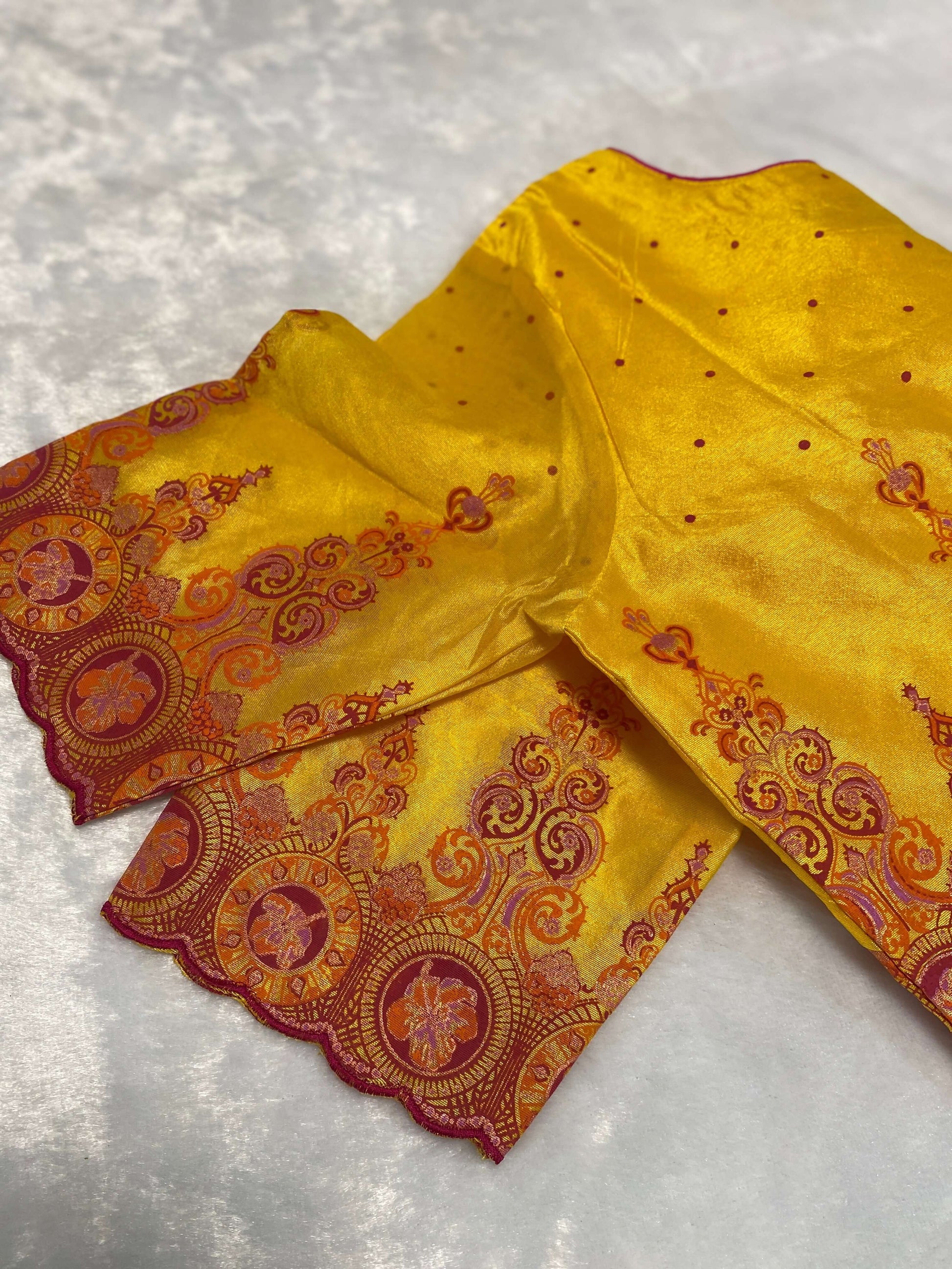 Golden Yellow Silk Brocade Blouse