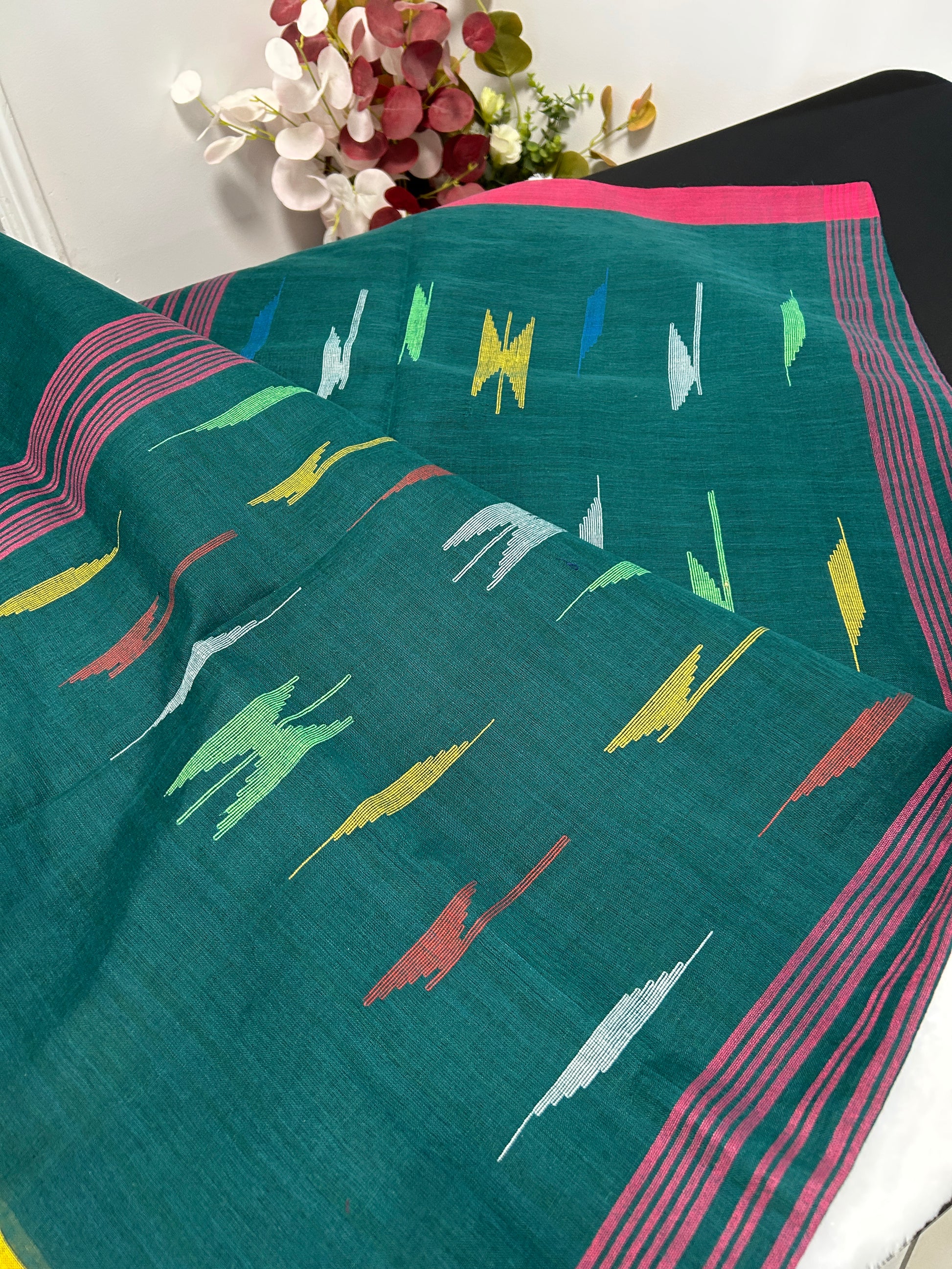 Emerald Green Manipuri Handloom Saree