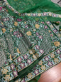 Green Sapura Muslin Saree with Zari Work & Tassels | Auxerra | Auxerra Fashion