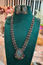 Oxidized Silver Multicolor Stone Necklace with Earrings | Auxerra| Auxerra Fashion