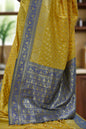 Yellow & Royal Blue Banarasi Silk Saree | Auxerra | Auxerra Fashion